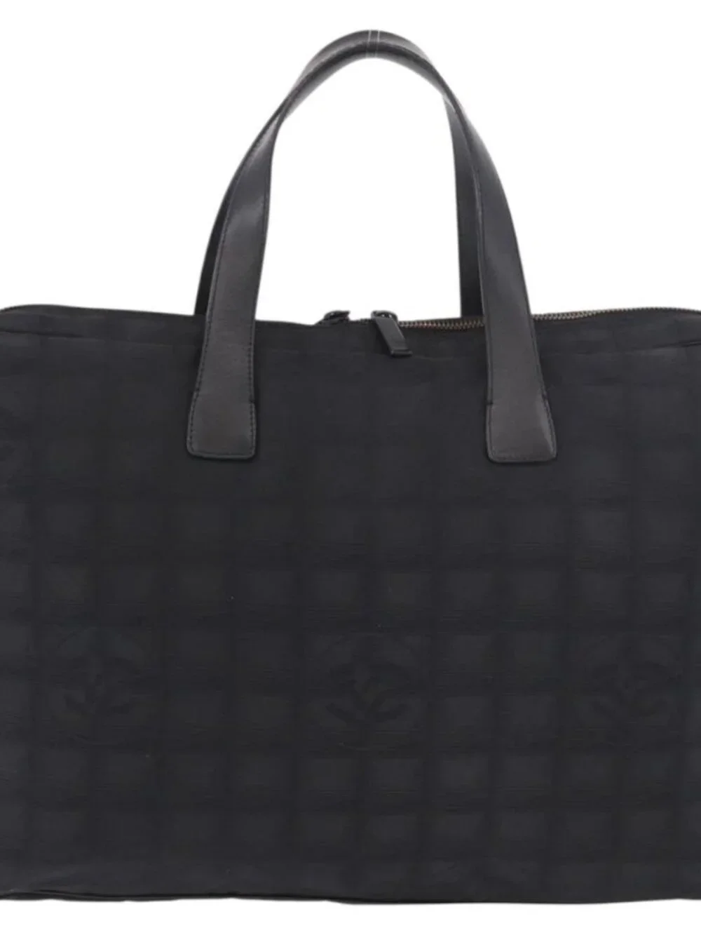 CHANEL New Travel Line Hand Bag Nylon Black CC Auth ka5058